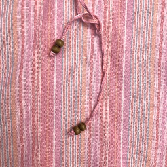 St Johns Bay Linen Top Womens Size XL Extra Large Pink Candy Stripe Relaxed Fit - Picture 6 of 9